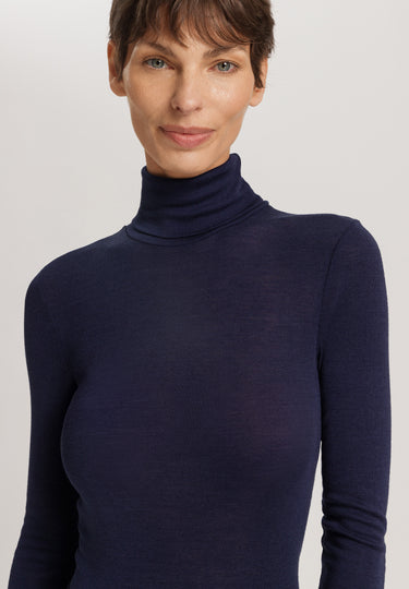 Woolen Silk W Wool And Silk Turtleneck | Night Blue 71423-2624